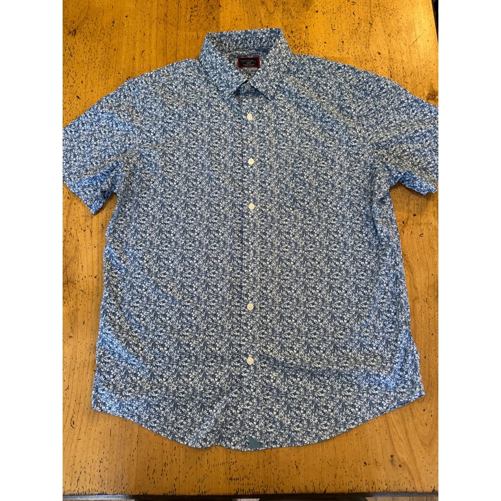 UNTUCKit Viansa Large Slim Fit Navy Blue Floral Short Sleeve Button Down Shirt